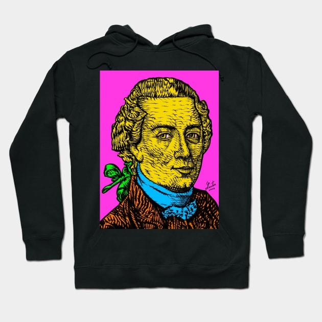 IMMANUEL KANT ink and acrylic portrait Hoodie by lautir